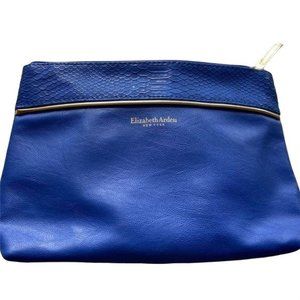 Elizabeth Arden Women's Blue Cosmetic Bag Vinyl 10x7 Zipper Top Makeup Beauty